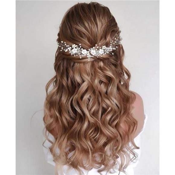 GORAIS Flower Bride Wedding Hair Vine Crystal Bridal Headpieces Pearl Hair main image 5